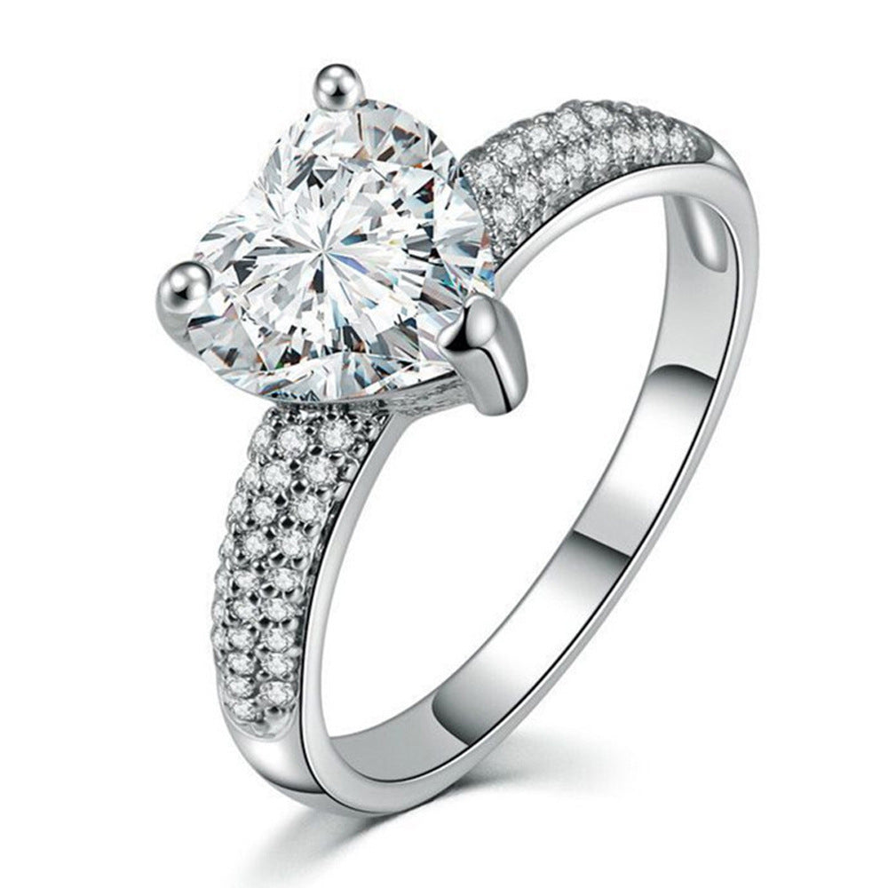 Heart-shaped Zircon Ring White Gold-plated Heart-shaped Diamond Ring - 𝓢𝓱𝓸𝓹𝓵𝓮𝓬𝔂