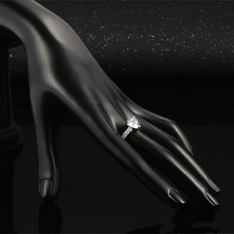 Heart-shaped Zircon Ring White Gold-plated Heart-shaped Diamond Ring - 𝓢𝓱𝓸𝓹𝓵𝓮𝓬𝔂