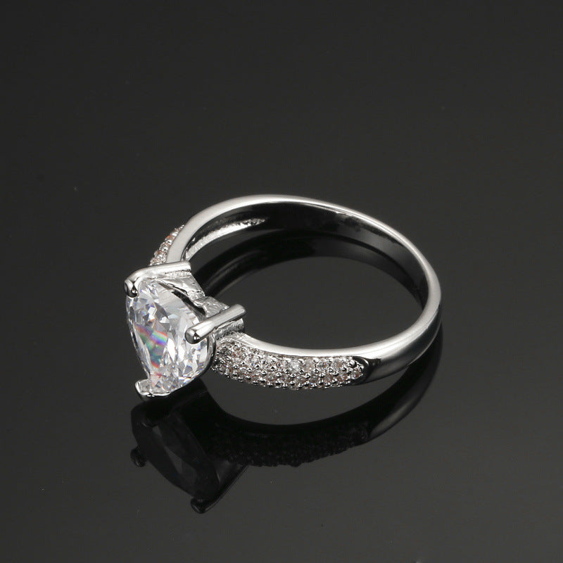 Heart-shaped Zircon Ring White Gold-plated Heart-shaped Diamond Ring - 𝓢𝓱𝓸𝓹𝓵𝓮𝓬𝔂