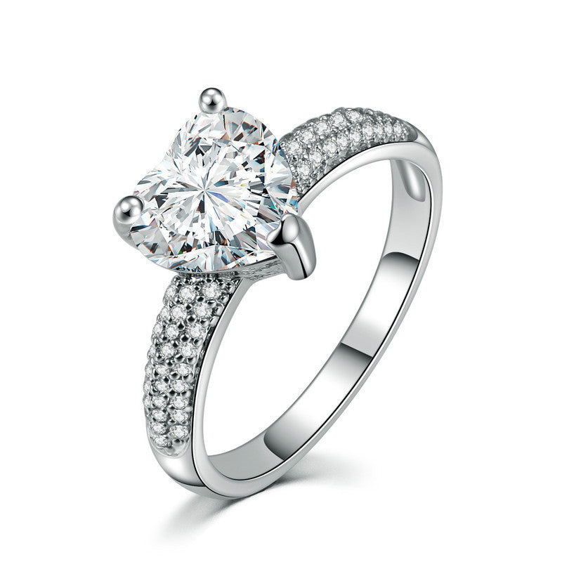 Heart-shaped Zircon Ring White Gold-plated Heart-shaped Diamond Ring - 𝓢𝓱𝓸𝓹𝓵𝓮𝓬𝔂