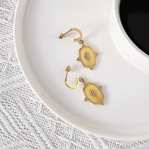 18K Gold Titanium Steel C- Shaped Metal Long Block Earrings - 𝓢𝓱𝓸𝓹𝓵𝓮𝓬𝔂