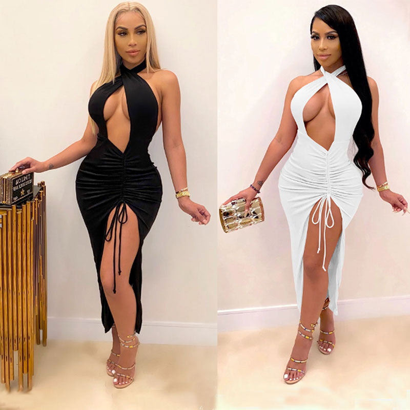 Sexy Slim Pleated High Slit Dress - 𝓢𝓱𝓸𝓹𝓵𝓮𝓬𝔂