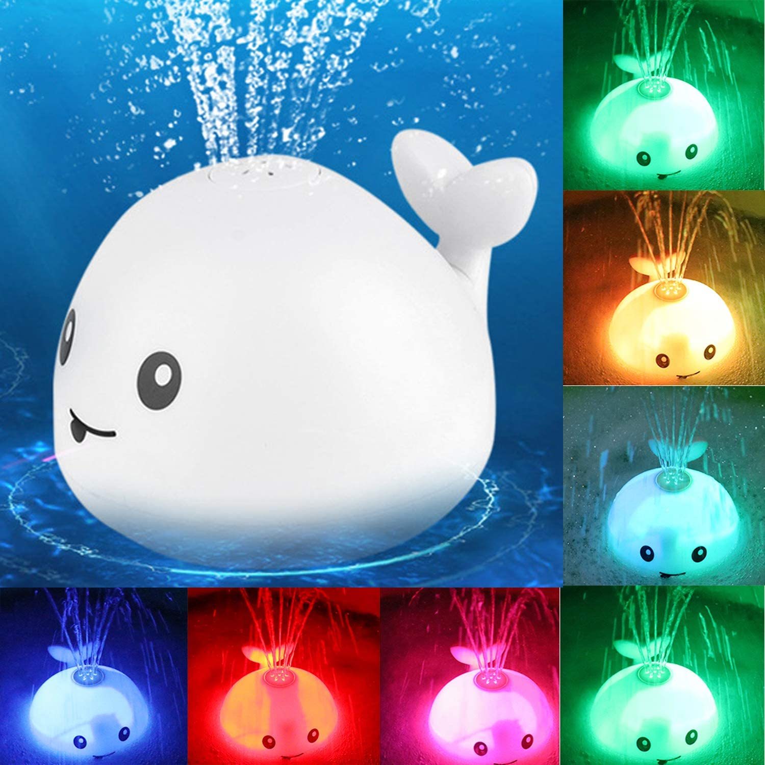Baby Cute Cartoon Whale Floating Spraying Water Bath Toys With Light Music LED Light Baby Toys - 𝓢𝓱𝓸𝓹𝓵𝓮𝓬𝔂