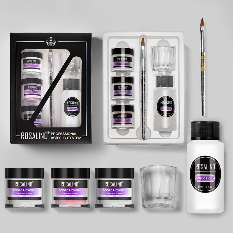 Nail Powder Acrylic System Kit Professional Nail Art Tool Set Contain Glass Cup Acrylic Liquid Extention Carving Manicure - 𝓢𝓱𝓸𝓹𝓵𝓮𝓬𝔂