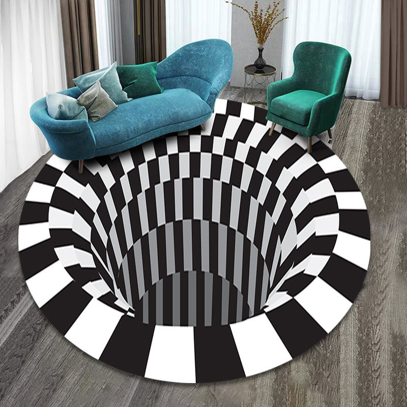3D Vortex Carpet Black White Grid Bottomless Hole Illusion Rug Living Room Bedroom Anti-Slip Floor Mats Home Fashion Carpet Rugs - 𝓢𝓱𝓸𝓹𝓵𝓮𝓬𝔂