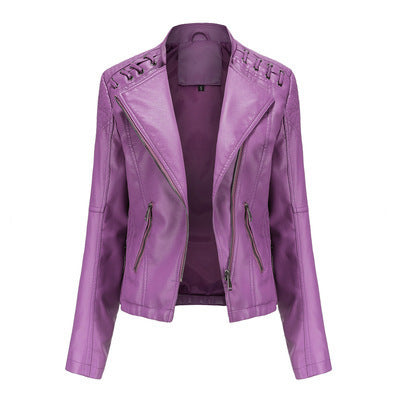 Women's Leather Jackets Women's Short Jackets Slim Thin Leather Jackets Ladies Motorcycle Suits - 𝓢𝓱𝓸𝓹𝓵𝓮𝓬𝔂
