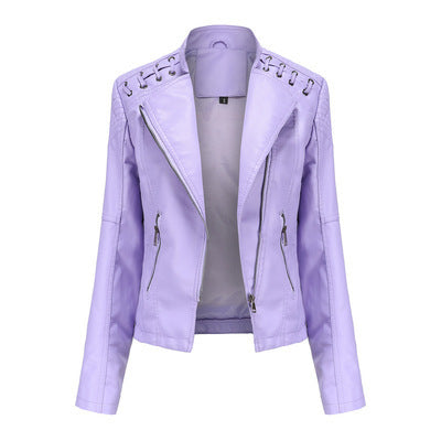 Women's Leather Jackets Women's Short Jackets Slim Thin Leather Jackets Ladies Motorcycle Suits - 𝓢𝓱𝓸𝓹𝓵𝓮𝓬𝔂