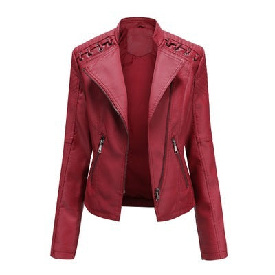 Women's Leather Jackets Women's Short Jackets Slim Thin Leather Jackets Ladies Motorcycle Suits - 𝓢𝓱𝓸𝓹𝓵𝓮𝓬𝔂