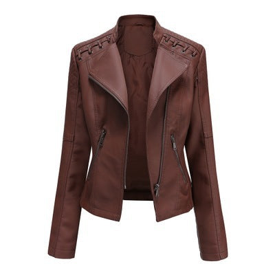 Women's Leather Jackets Women's Short Jackets Slim Thin Leather Jackets Ladies Motorcycle Suits - 𝓢𝓱𝓸𝓹𝓵𝓮𝓬𝔂