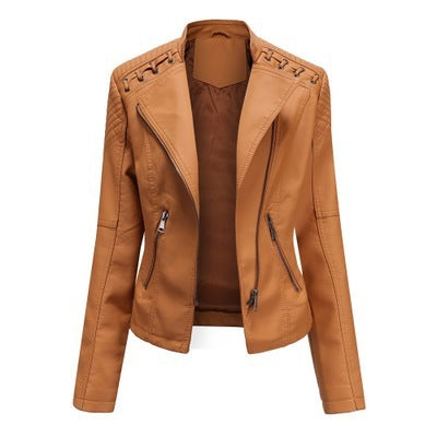 Women's Leather Jackets Women's Short Jackets Slim Thin Leather Jackets Ladies Motorcycle Suits - 𝓢𝓱𝓸𝓹𝓵𝓮𝓬𝔂