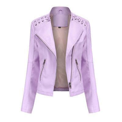Women's Leather Jackets Women's Short Jackets Slim Thin Leather Jackets Ladies Motorcycle Suits - 𝓢𝓱𝓸𝓹𝓵𝓮𝓬𝔂