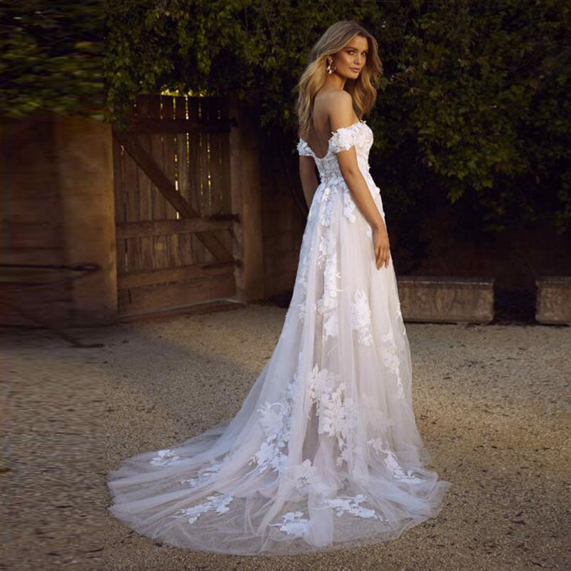 Lace Wedding Dresses Off The Shoulder Appliques A-Line Bride Dress Princess Wedding Gown Bridal Dress - 𝓢𝓱𝓸𝓹𝓵𝓮𝓬𝔂