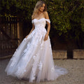 Lace Wedding Dresses Off The Shoulder Appliques A-Line Bride Dress Princess Wedding Gown Bridal Dress - 𝓢𝓱𝓸𝓹𝓵𝓮𝓬𝔂