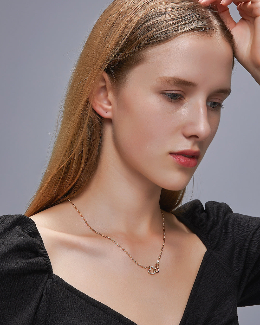 Love Necklace Temperament Double Peach Heart Pendant Clavicle Chain - 𝓢𝓱𝓸𝓹𝓵𝓮𝓬𝔂