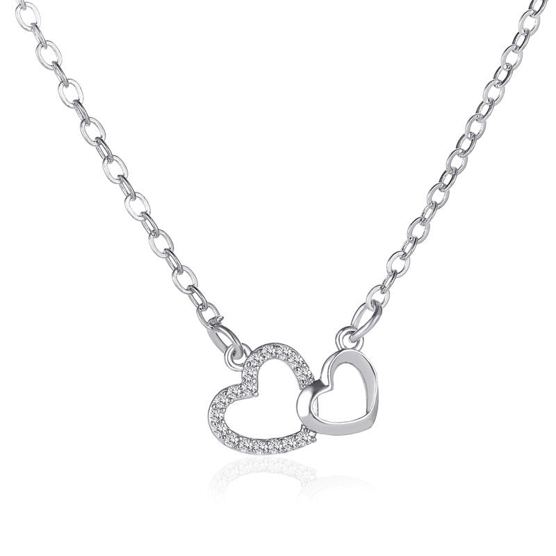 Love Necklace Temperament Double Peach Heart Pendant Clavicle Chain - 𝓢𝓱𝓸𝓹𝓵𝓮𝓬𝔂