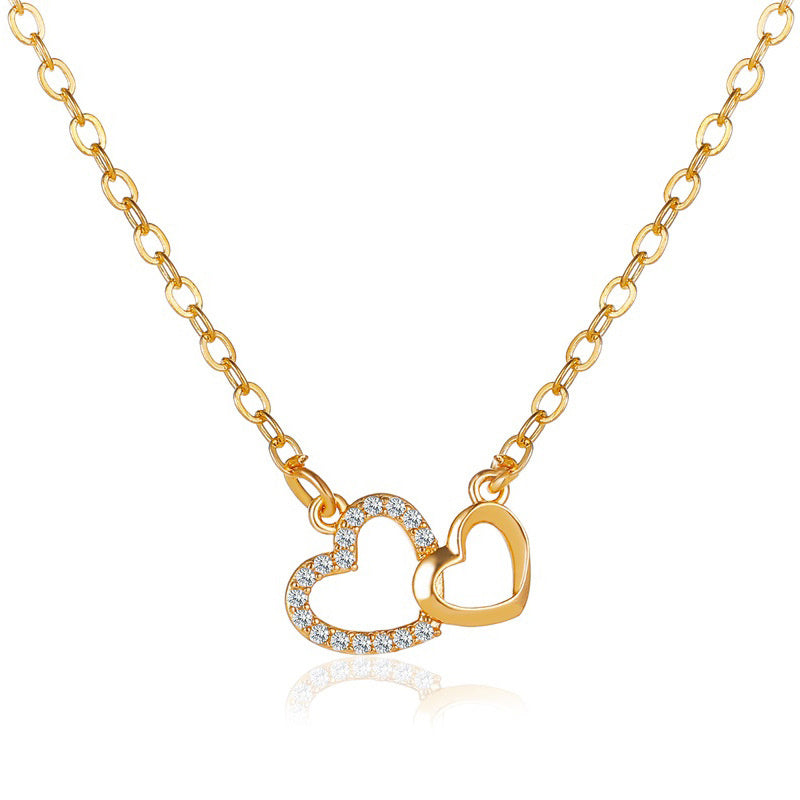 Love Necklace Temperament Double Peach Heart Pendant Clavicle Chain - 𝓢𝓱𝓸𝓹𝓵𝓮𝓬𝔂
