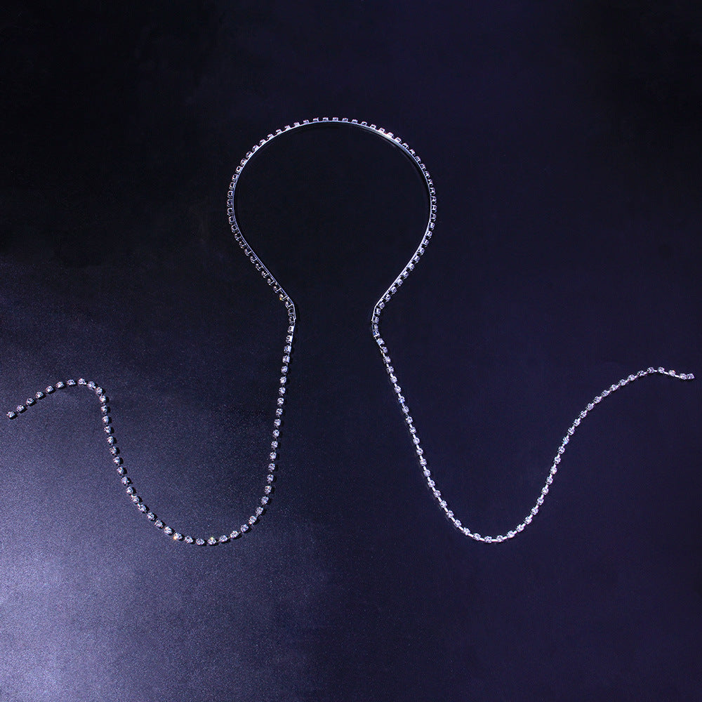 European And American Hot-selling Single-chain With Diamond Headband, Temperament And Personality, Back-hung Hairpin, Simple And Full-drilled Headwear Headwear - 𝓢𝓱𝓸𝓹𝓵𝓮𝓬𝔂