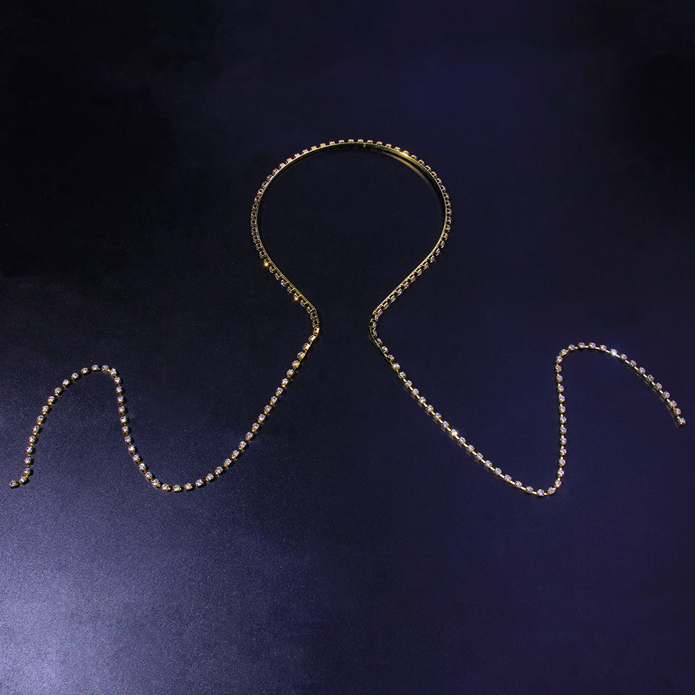 European And American Hot-selling Single-chain With Diamond Headband, Temperament And Personality, Back-hung Hairpin, Simple And Full-drilled Headwear Headwear - 𝓢𝓱𝓸𝓹𝓵𝓮𝓬𝔂