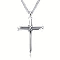 Steel Gold Black Color Fashion Mens Iron Nail Cross Pendant Necklace Stainless Steel 3mm Round Box Chain Jewelry Gift For Men - 𝓢𝓱𝓸𝓹𝓵𝓮𝓬𝔂