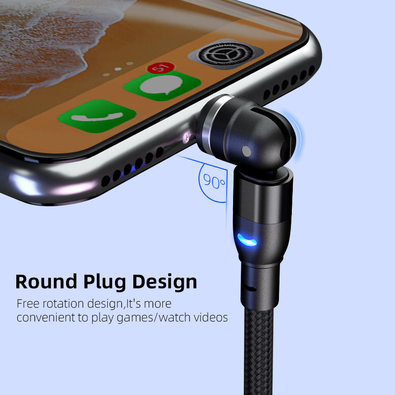 Data Cable 540 Degree Blind Suction Round Magnetic Charging Cable Three-in-one Bent Magnetic Cable - 𝓢𝓱𝓸𝓹𝓵𝓮𝓬𝔂