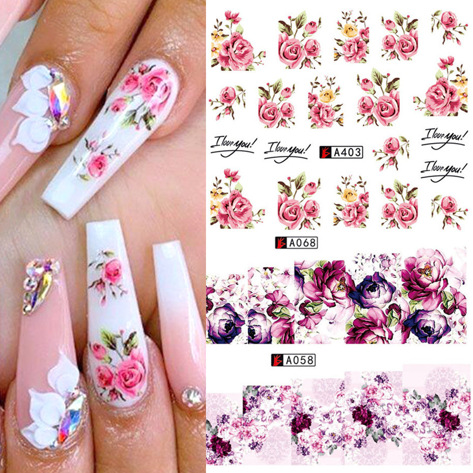Nail Art Rose Nail Sticker Bowknot Lace Red Flower Nail Applique Eco-Friendly Nail - 𝓢𝓱𝓸𝓹𝓵𝓮𝓬𝔂