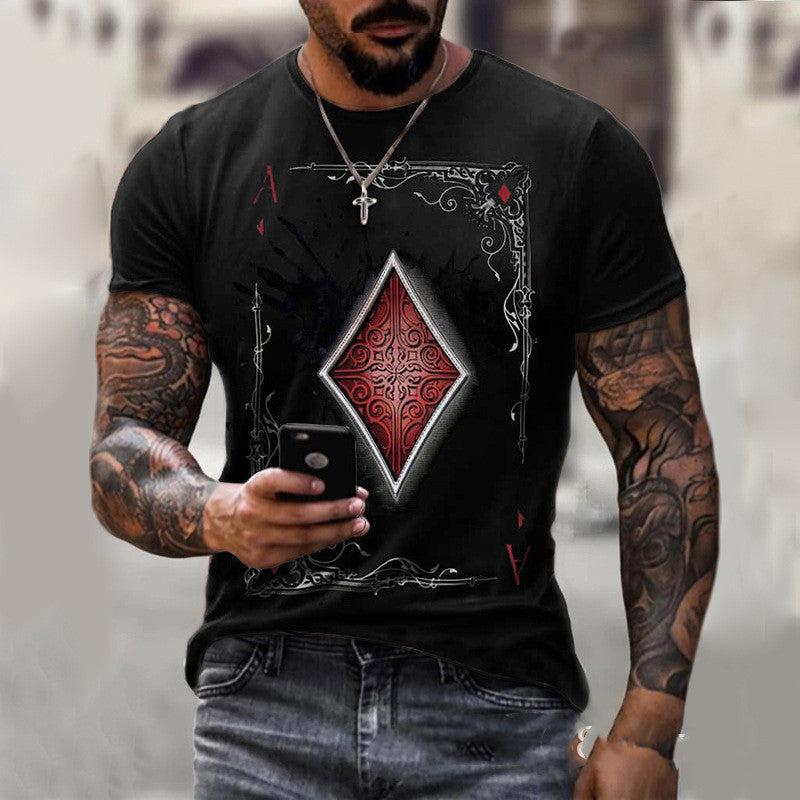 Playing Card Printing Men's T-Shirt Top - 𝓢𝓱𝓸𝓹𝓵𝓮𝓬𝔂