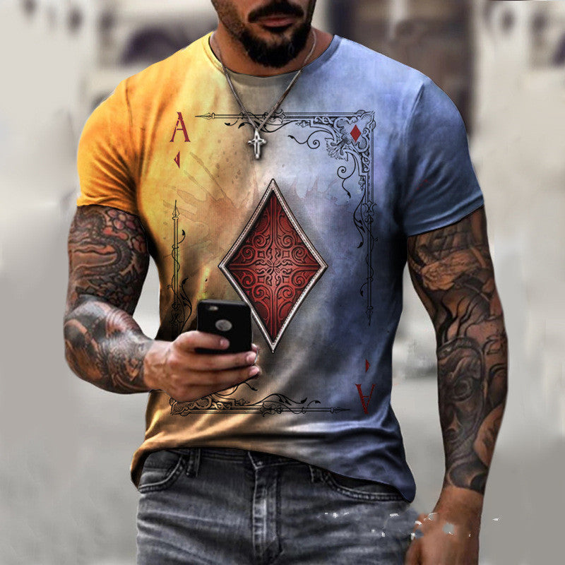 Playing Card Printing Men's T-Shirt Top - 𝓢𝓱𝓸𝓹𝓵𝓮𝓬𝔂