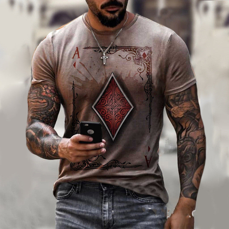 Playing Card Printing Men's T-Shirt Top - 𝓢𝓱𝓸𝓹𝓵𝓮𝓬𝔂