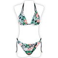 Printed Halter Lace Open Back European and American Sexy Split Bikini Swimsuit