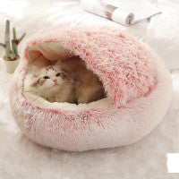 2 In 1 Dog And Cat Bed Pet Winter Bed Round Plush Warm Bed House Soft Long Plush Pets Bed Pet Products - 𝓢𝓱𝓸𝓹𝓵𝓮𝓬𝔂