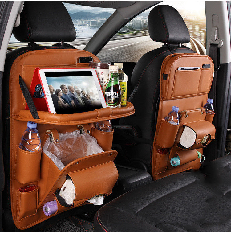 PU Leather Car Storage Bag Multifunction Seat Back Tray Hanging Bag Waterproof Car Organizer Automotive Interior Accessories - 𝓢𝓱𝓸𝓹𝓵𝓮𝓬𝔂