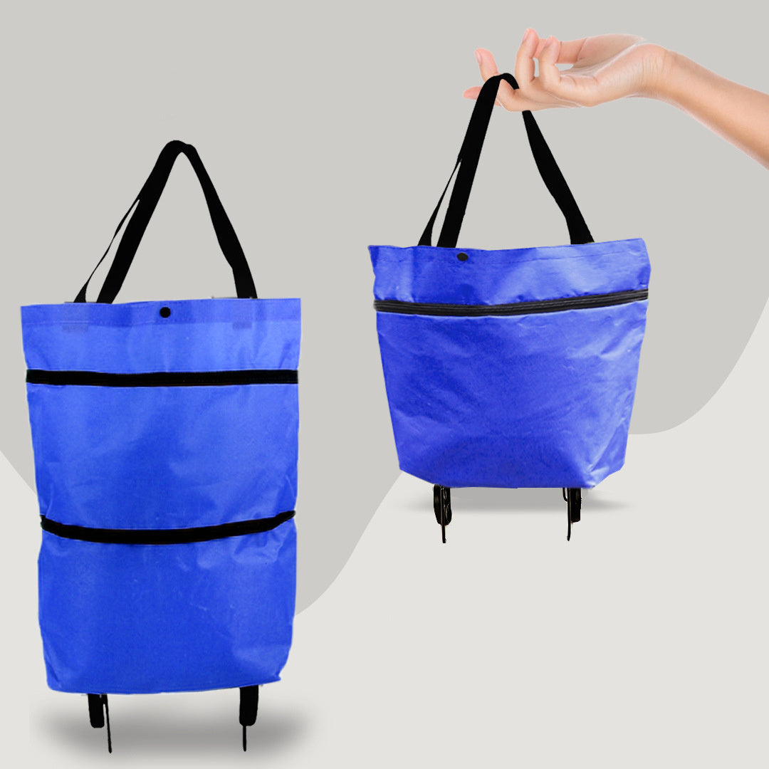 2 in 1 Foldable Shopping Cart with Wheels Premium Oxford Fabric Multifunction Shopping Bag Organizer High Capacity - 𝓢𝓱𝓸𝓹𝓵𝓮𝓬𝔂