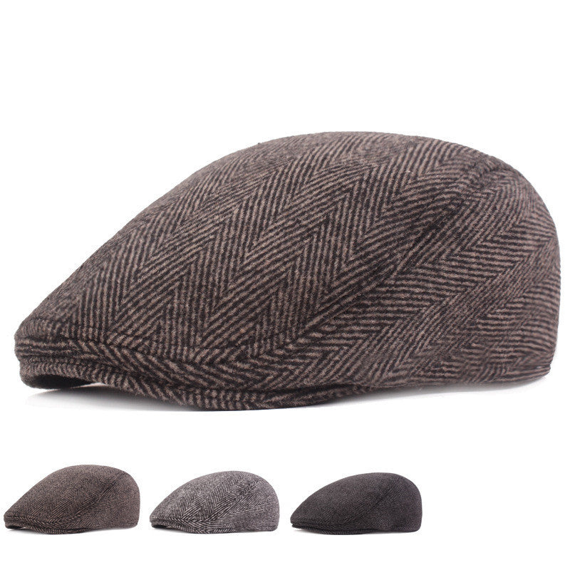 Herringbone Beret, Simple Cap For Men And Women, Autumn And Winter Hat, Old Man Hat - 𝓢𝓱𝓸𝓹𝓵𝓮𝓬𝔂