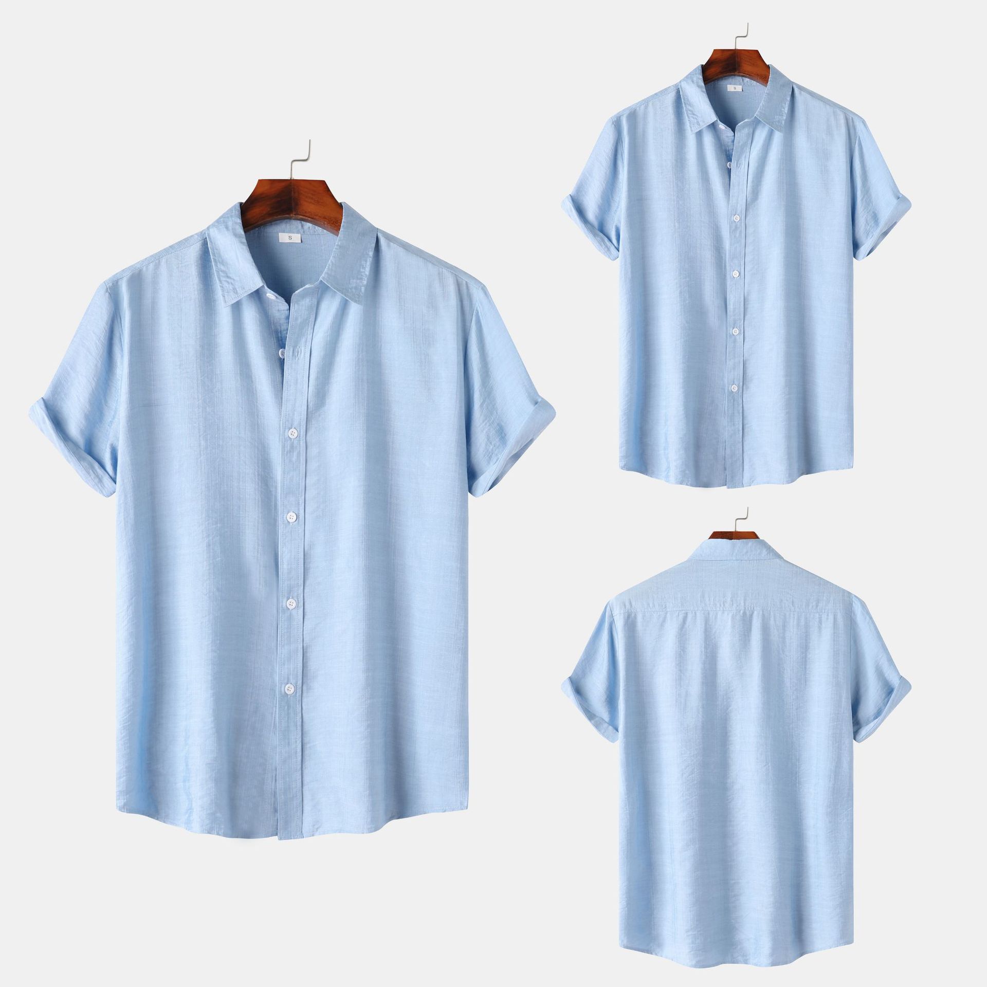 Teenagers Solid Color Short-sleeved Lapel Shirt Top - 𝓢𝓱𝓸𝓹𝓵𝓮𝓬𝔂