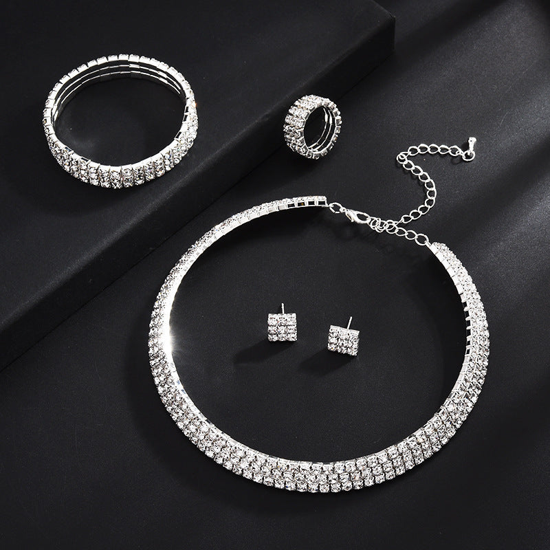 Exaggerated Claw Diamond Beaded Four-Piece Set Multilayer Necklace - 𝓢𝓱𝓸𝓹𝓵𝓮𝓬𝔂