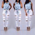 High Quality Women Casual Hole Jeans High Waist Skinny Pant Pencil Jeans Ripped Sexy Female Girls Trousers Denim Jeans - 𝓢𝓱𝓸𝓹𝓵𝓮𝓬𝔂