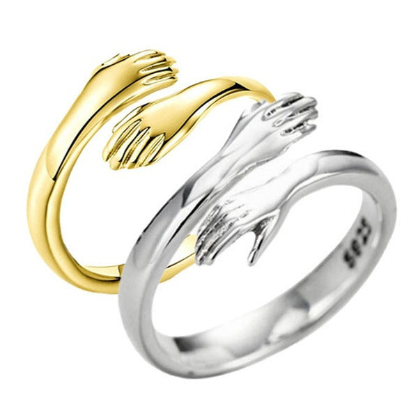 Alloy Simple Hands Hug Ring Opening Adjustable Jewelry - 𝓢𝓱𝓸𝓹𝓵𝓮𝓬𝔂