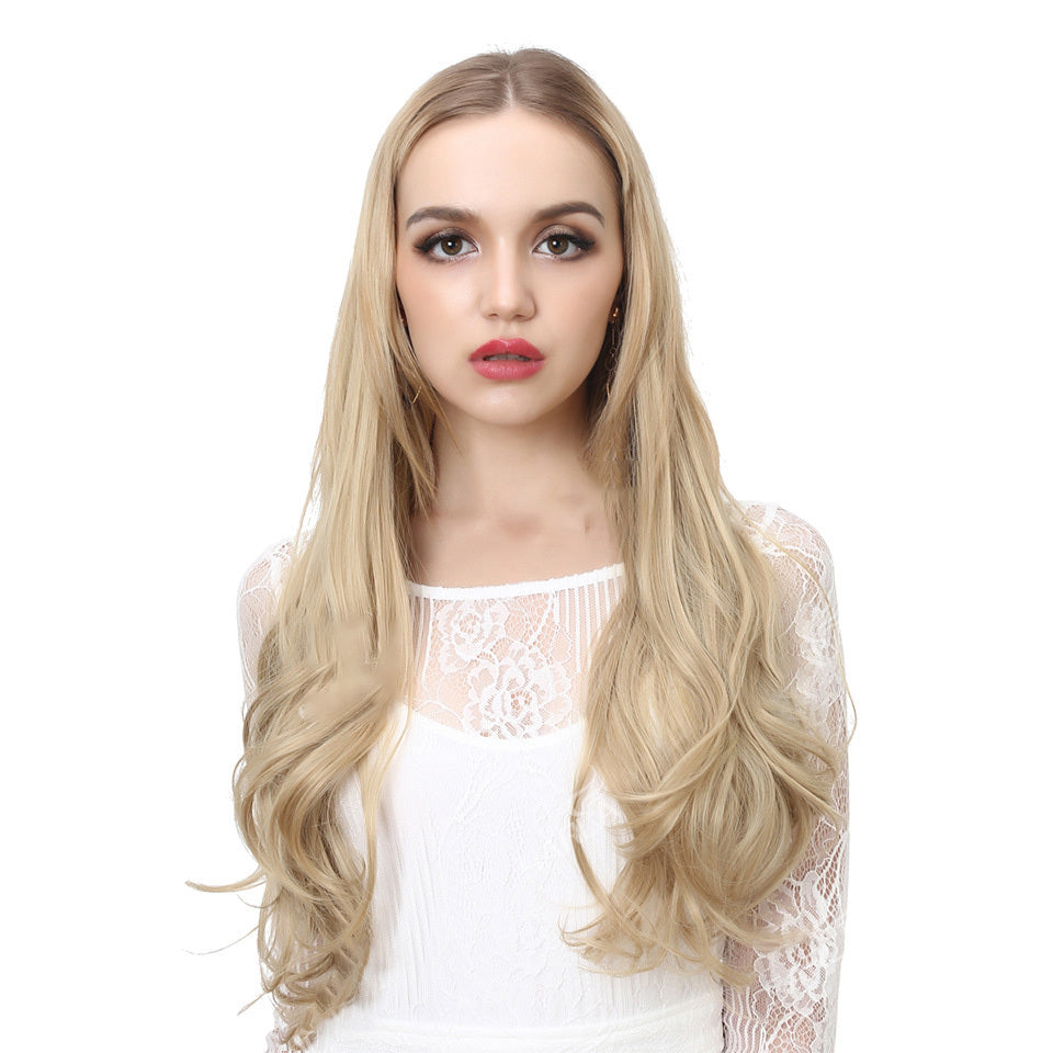 Wig Female Fish Line Type Long Curly Hair Chemical Fiber Extension Piece Matte High Temperature Silk Fish Silk Thread Wig Piece - 𝓢𝓱𝓸𝓹𝓵𝓮𝓬𝔂