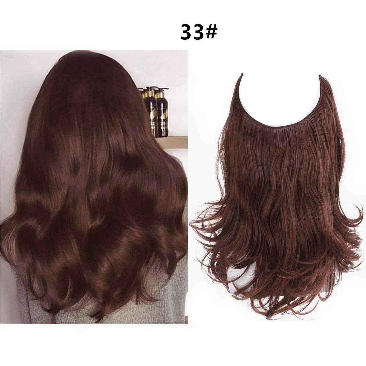 Wig Female Fish Line Type Long Curly Hair Chemical Fiber Extension Piece Matte High Temperature Silk Fish Silk Thread Wig Piece - 𝓢𝓱𝓸𝓹𝓵𝓮𝓬𝔂