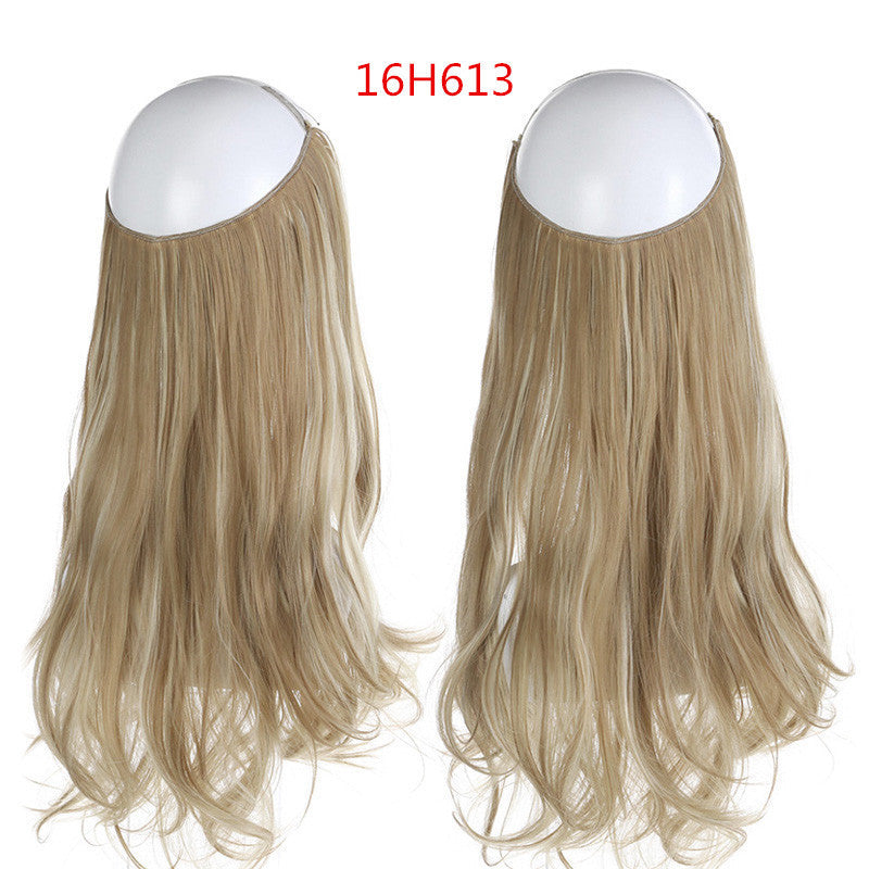 Wig Female Fish Line Type Long Curly Hair Chemical Fiber Extension Piece Matte High Temperature Silk Fish Silk Thread Wig Piece - 𝓢𝓱𝓸𝓹𝓵𝓮𝓬𝔂