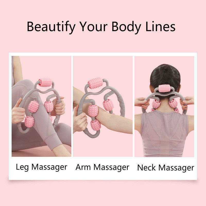U Shape Trigger Point Massage Roller Full Body Massage Tool Arm Leg Neck Muscle Massager 4 Wheels Fitness Device For Sports - 𝓢𝓱𝓸𝓹𝓵𝓮𝓬𝔂