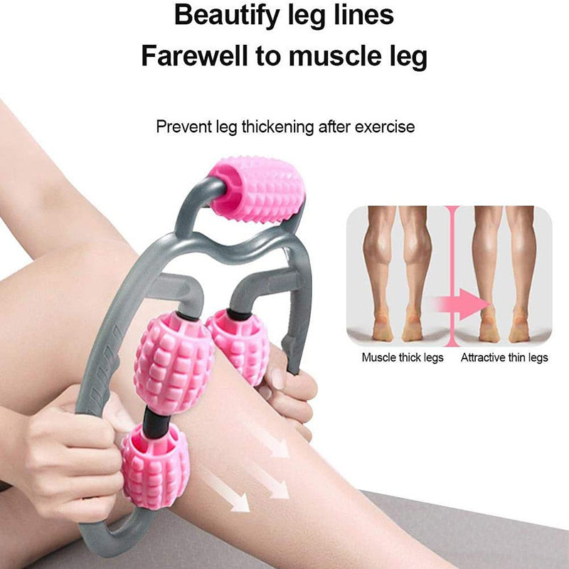 U Shape Trigger Point Massage Roller Full Body Massage Tool Arm Leg Neck Muscle Massager 4 Wheels Fitness Device For Sports - 𝓢𝓱𝓸𝓹𝓵𝓮𝓬𝔂