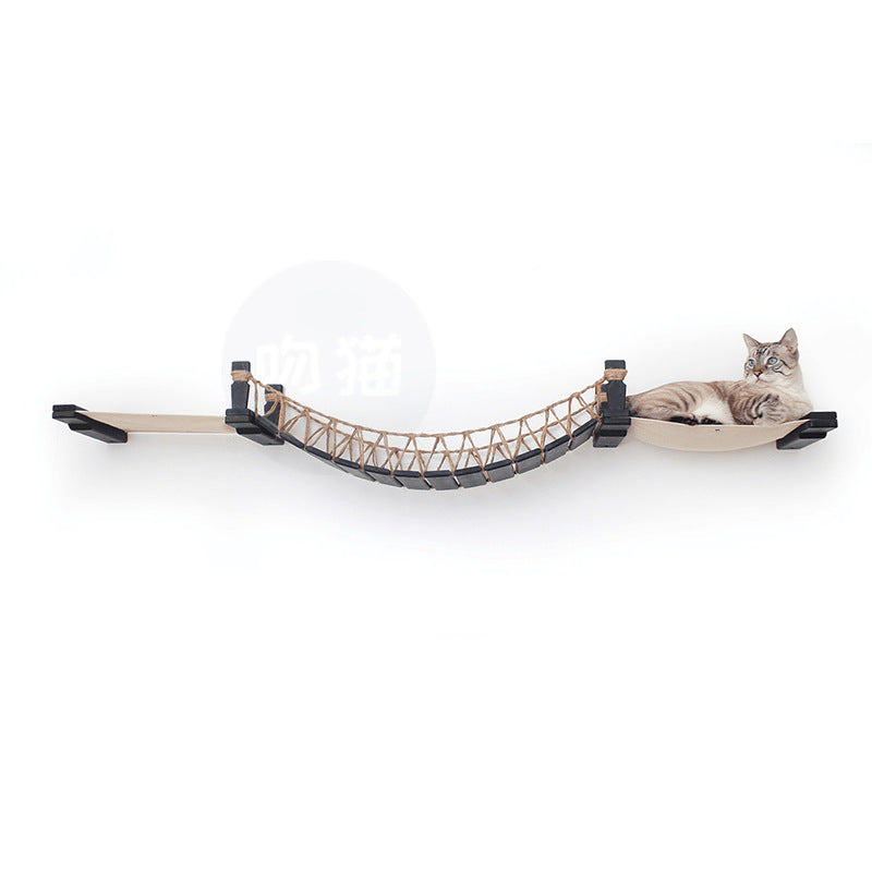 Cat Suspension Bridge Rope Ladder Hemp Rope Soft Ladder Wooden Bridge Solid Wood Cat Wall Climbing Frame Pet Furniture Cat Bridge Wall Hanging Type Plus Accessories - 𝓢𝓱𝓸𝓹𝓵𝓮𝓬𝔂