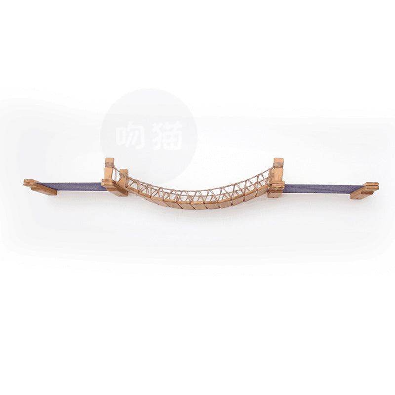 Cat Suspension Bridge Rope Ladder Hemp Rope Soft Ladder Wooden Bridge Solid Wood Cat Wall Climbing Frame Pet Furniture Cat Bridge Wall Hanging Type Plus Accessories - 𝓢𝓱𝓸𝓹𝓵𝓮𝓬𝔂