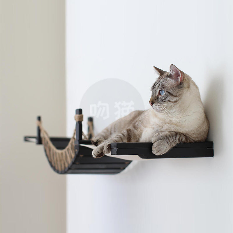 Cat Suspension Bridge Rope Ladder Hemp Rope Soft Ladder Wooden Bridge Solid Wood Cat Wall Climbing Frame Pet Furniture Cat Bridge Wall Hanging Type Plus Accessories - 𝓢𝓱𝓸𝓹𝓵𝓮𝓬𝔂
