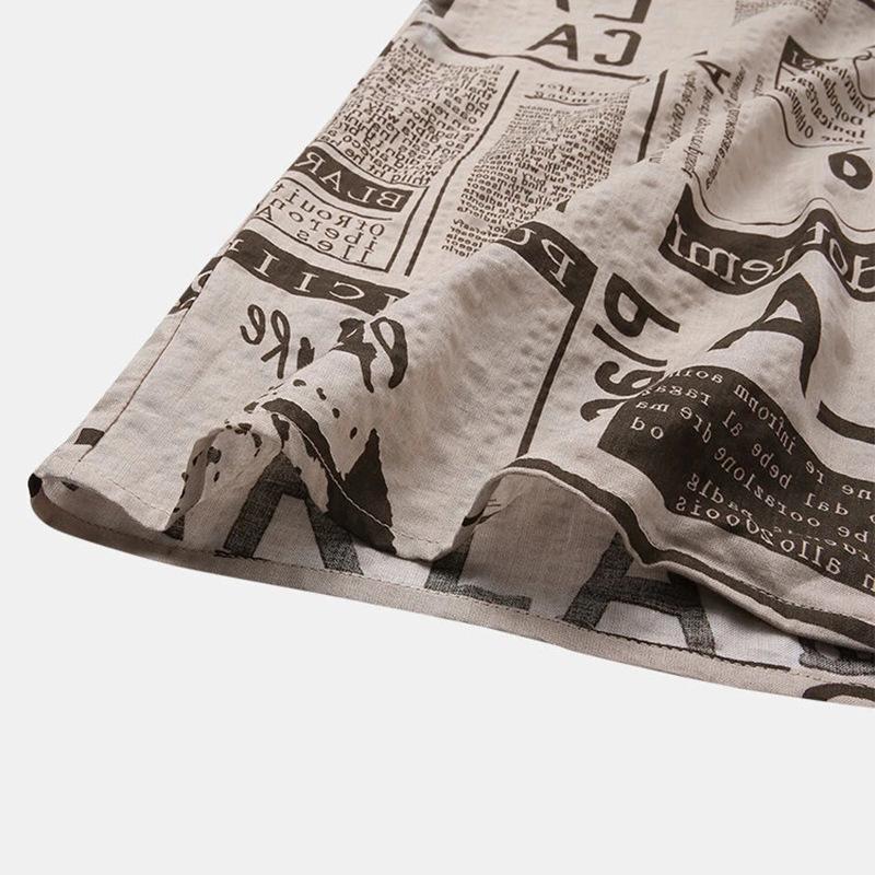 3xl Men Shirts Vintage Newspaper Print Hawaiian Shirt - 𝓢𝓱𝓸𝓹𝓵𝓮𝓬𝔂