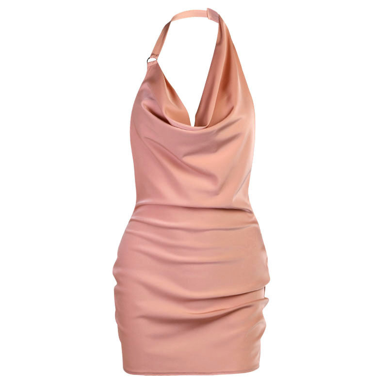 Satin Party Dress V Neck Backless Mini Sleeveless Summer Party Dress - 𝓢𝓱𝓸𝓹𝓵𝓮𝓬𝔂