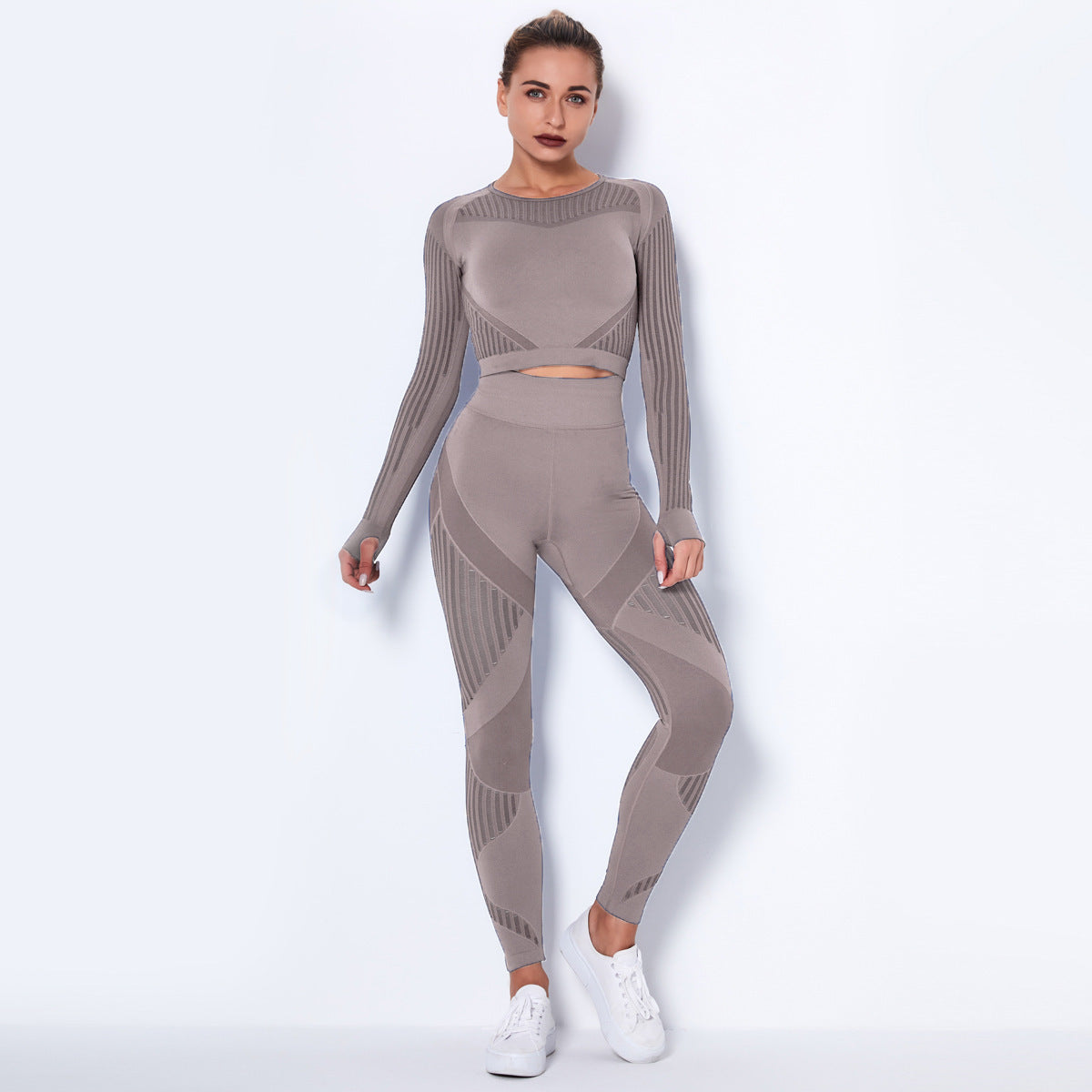 Seamless Knitted Absorbent Yoga Long-Sleeved Suit Yoga Wearsuit - 𝓢𝓱𝓸𝓹𝓵𝓮𝓬𝔂