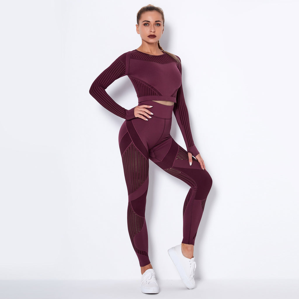 Seamless Knitted Absorbent Yoga Long-Sleeved Suit Yoga Wearsuit - 𝓢𝓱𝓸𝓹𝓵𝓮𝓬𝔂