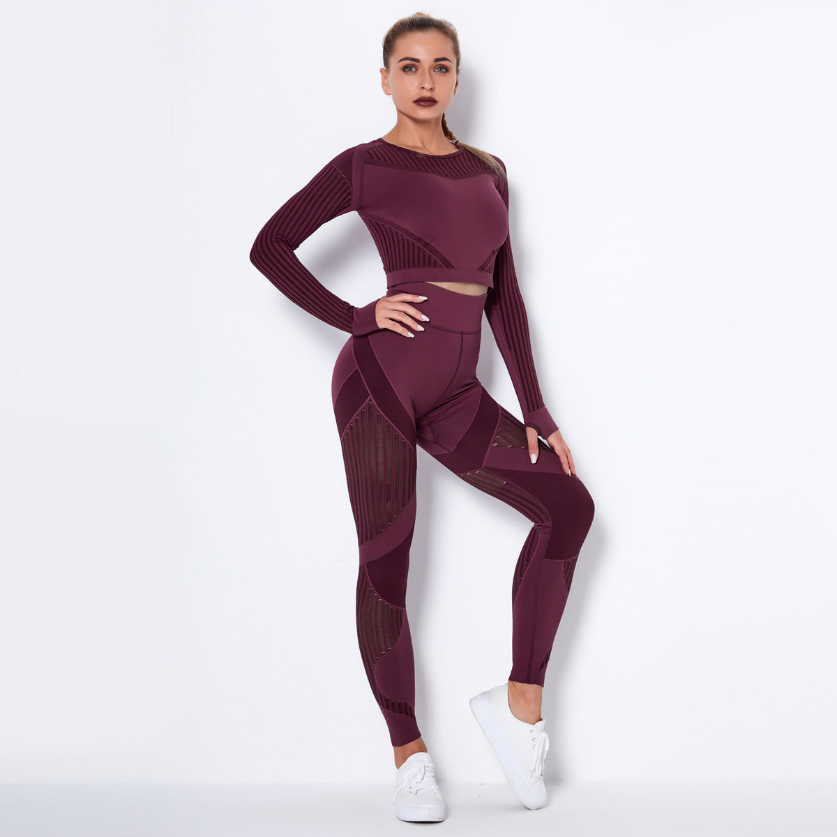 Seamless Knitted Absorbent Yoga Long-Sleeved Suit Yoga Wearsuit - 𝓢𝓱𝓸𝓹𝓵𝓮𝓬𝔂